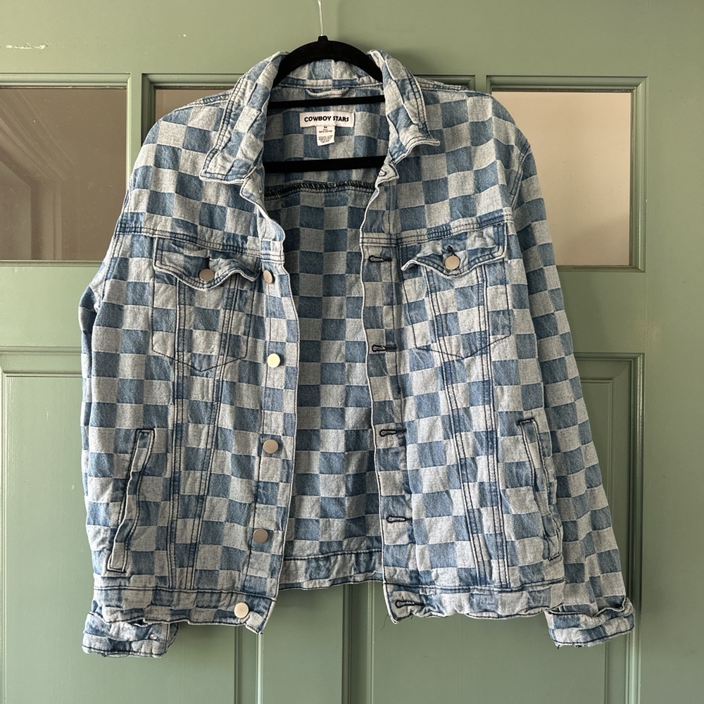 Blue Checkered Jean Jacket